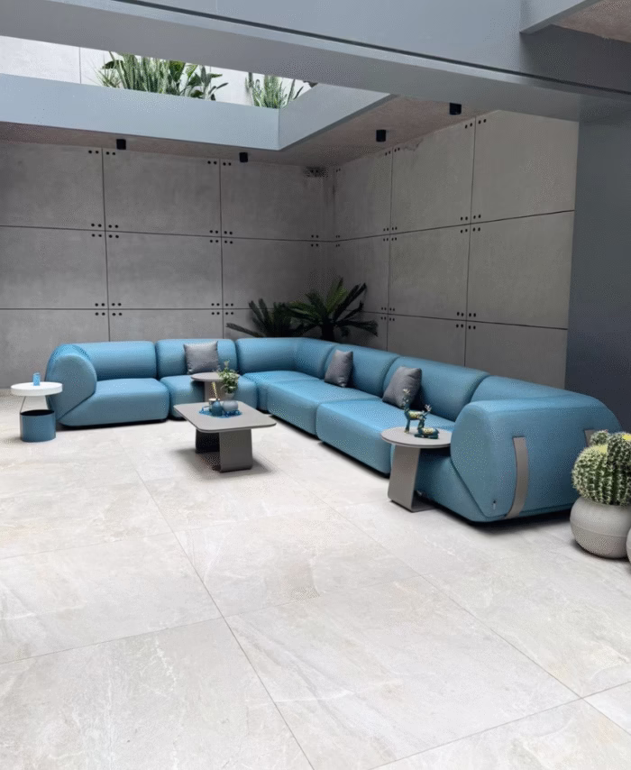 Salon de jardin modulable Nexus Ketter vert clair et blanc.