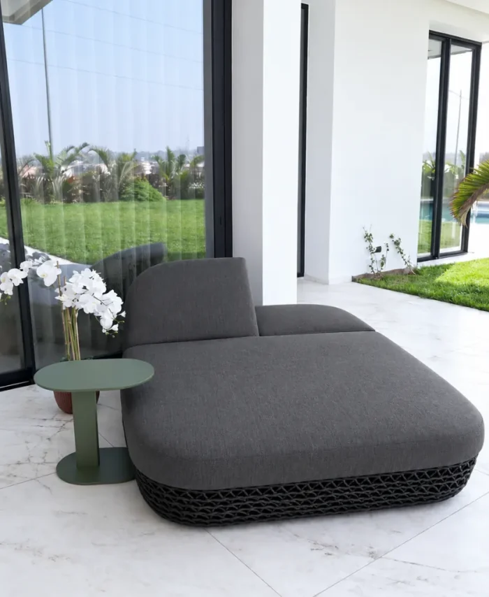 Daybed BALI – Lit de Jardin (noir) et Dossiers Ajustables