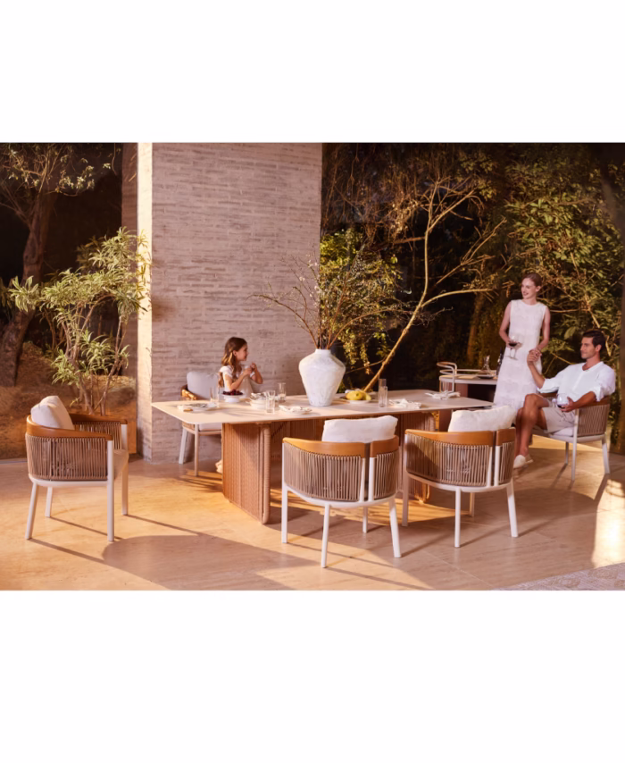 Salle à Manger Extérieure Arbellia – Table 240cm Céramique avec 8 Chaises Design