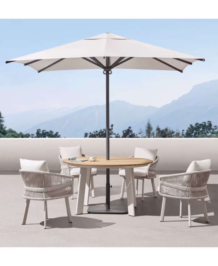 Salle à Manger de Jardin AIO avec 4 chaises Higold – Table Carrée avec Parasol Intégré