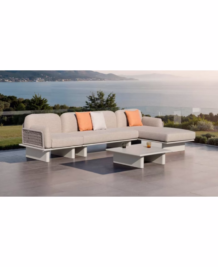 Salon de Jardin ENAH – Structure Monobloc en Aluminium Embouti & Corde Tressée