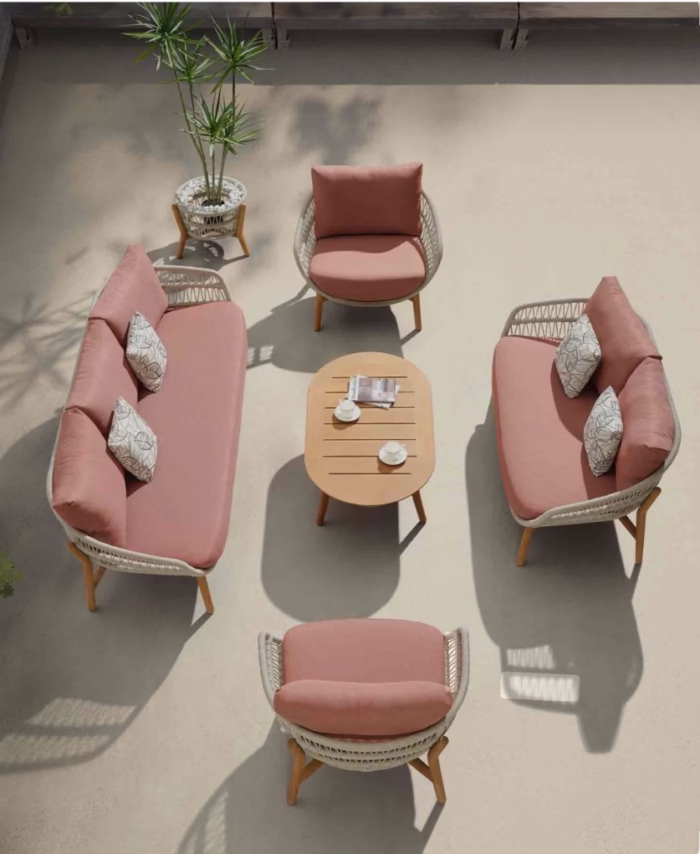 Salon de Jardin VASCA – Aluminium Noir Anthracite & Confort Sunbrella