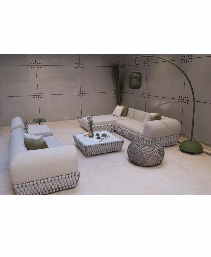 Salon de Jardin OLIVO – Système Lounge 100% Modulaire en Aluminium et Cordage