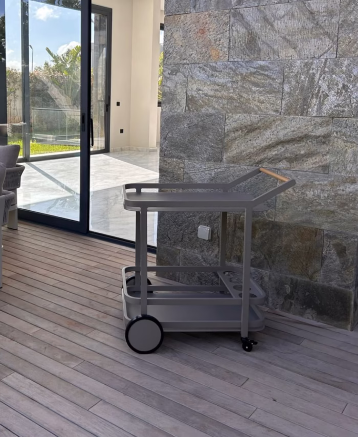 Chariot de Service NEXUS –  en Aluminium et Teck