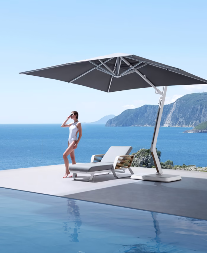 Parasol Higold Illuzion Signature Pininfarina – Gris Foncé – Design Ferrari & Maserati (3x3m)